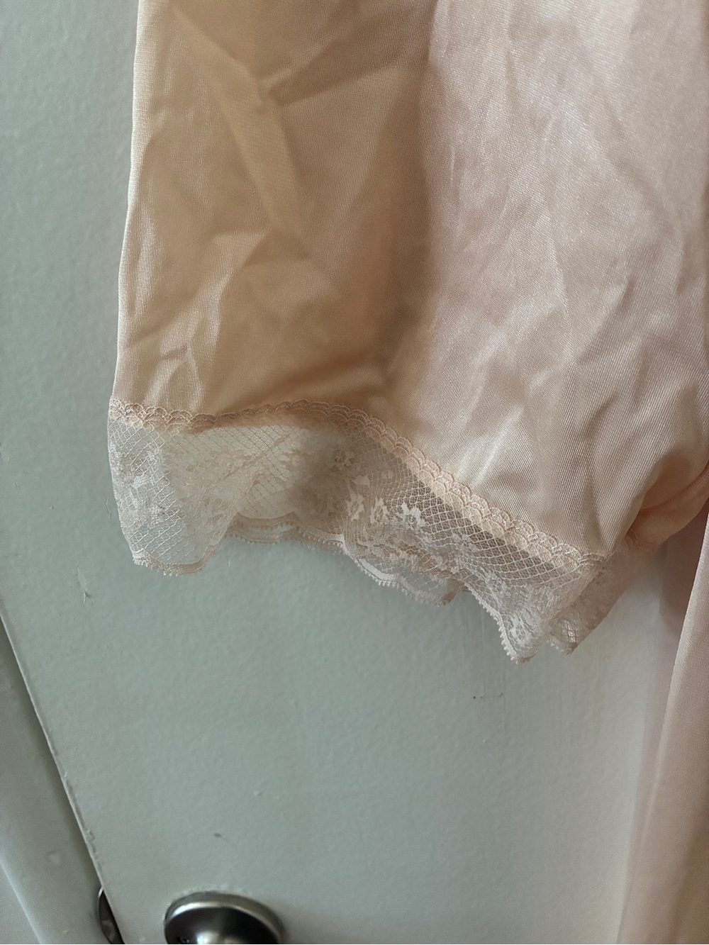 Vintage Sears Peach Lace-Trim Long Robe - Picture 3 of 4